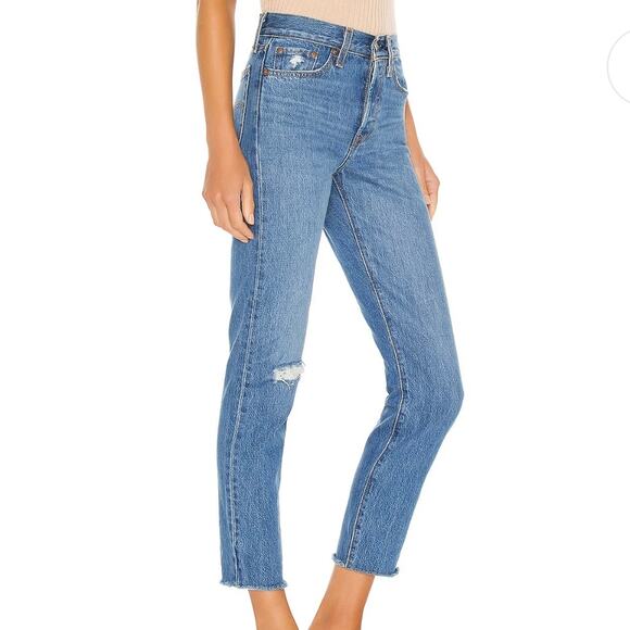 LEVI'S PREMIUM DENIM Women's 30 Wedgie Icon Ankle Jeans Distressed Denim Blue - Picture 6 of 16